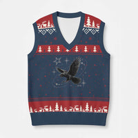 Raven Crow Y2k V-Neck Knit Sweater Vest Gothic Cyber Sigilism Occult Dark Academia Black Bird Graphic