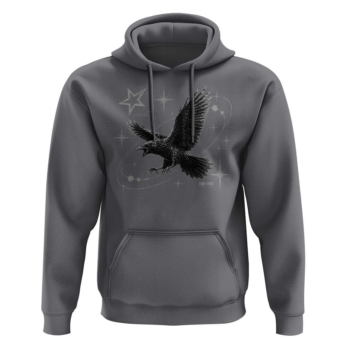 Raven Crow Y2k Hoodie Gothic Cyber Sigilism Occult Dark Academia Black Bird Graphic