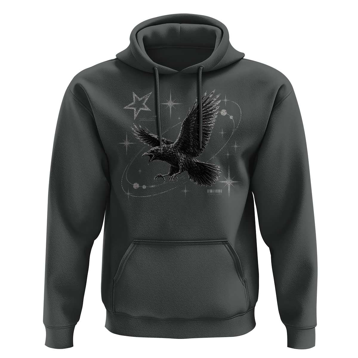 Raven Crow Y2k Hoodie Gothic Cyber Sigilism Occult Dark Academia Black Bird Graphic