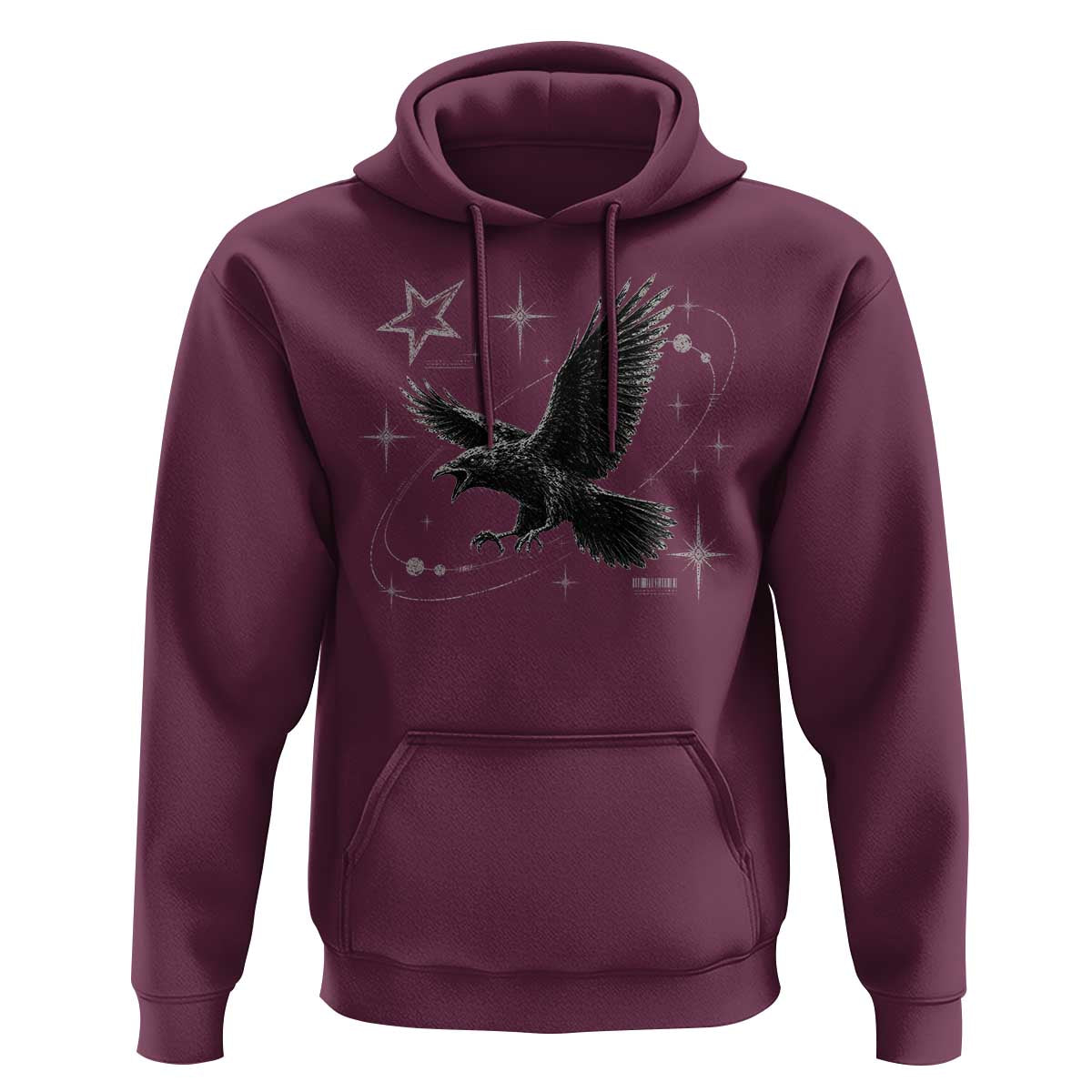 Raven Crow Y2k Hoodie Gothic Cyber Sigilism Occult Dark Academia Black Bird Graphic