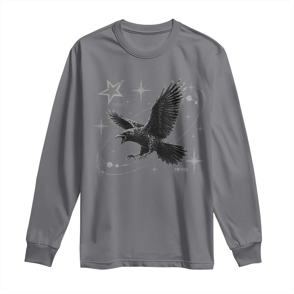 Raven Crow Y2k Long Sleeve Shirt Gothic Cyber Sigilism Occult Dark Academia Black Bird Graphic