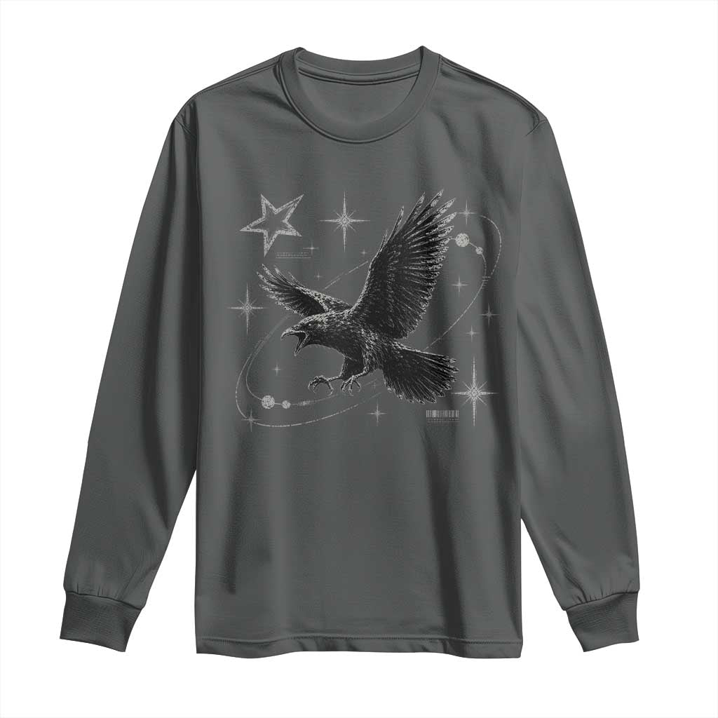 Raven Crow Y2k Long Sleeve Shirt Gothic Cyber Sigilism Occult Dark Academia Black Bird Graphic