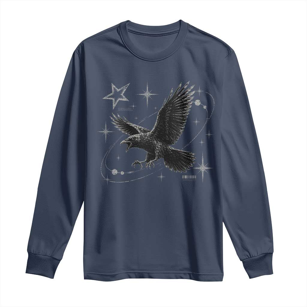 Raven Crow Y2k Long Sleeve Shirt Gothic Cyber Sigilism Occult Dark Academia Black Bird Graphic