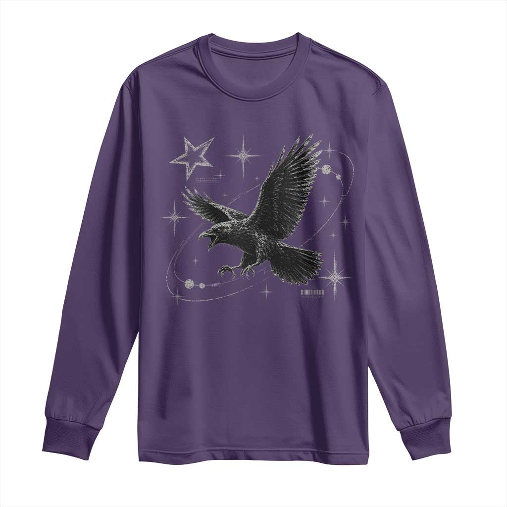 Raven Crow Y2k Long Sleeve Shirt Gothic Cyber Sigilism Occult Dark Academia Black Bird Graphic