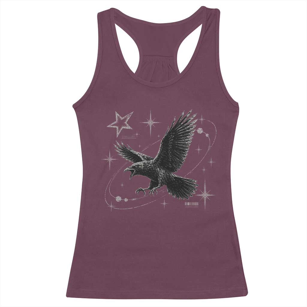 Raven Crow Y2k Racerback Tank Top Gothic Cyber Sigilism Occult Dark Academia Black Bird Graphic