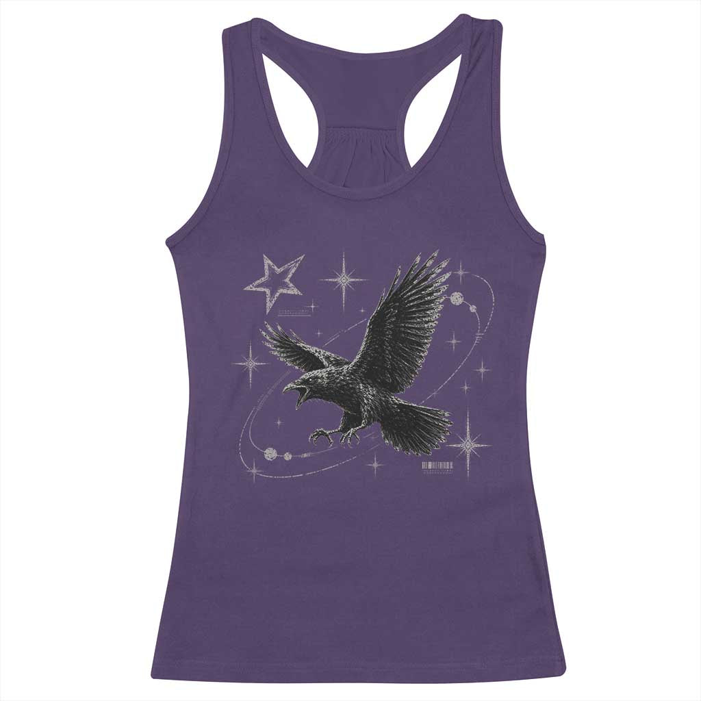 Raven Crow Y2k Racerback Tank Top Gothic Cyber Sigilism Occult Dark Academia Black Bird Graphic