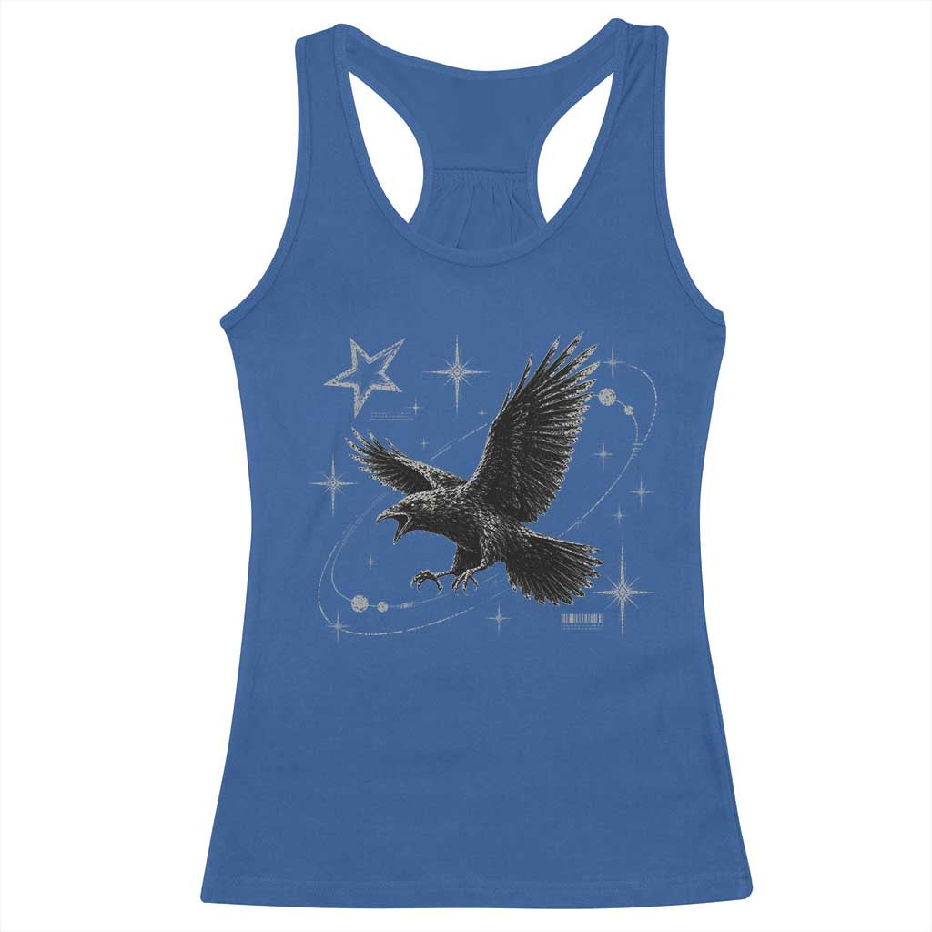 Raven Crow Y2k Racerback Tank Top Gothic Cyber Sigilism Occult Dark Academia Black Bird Graphic