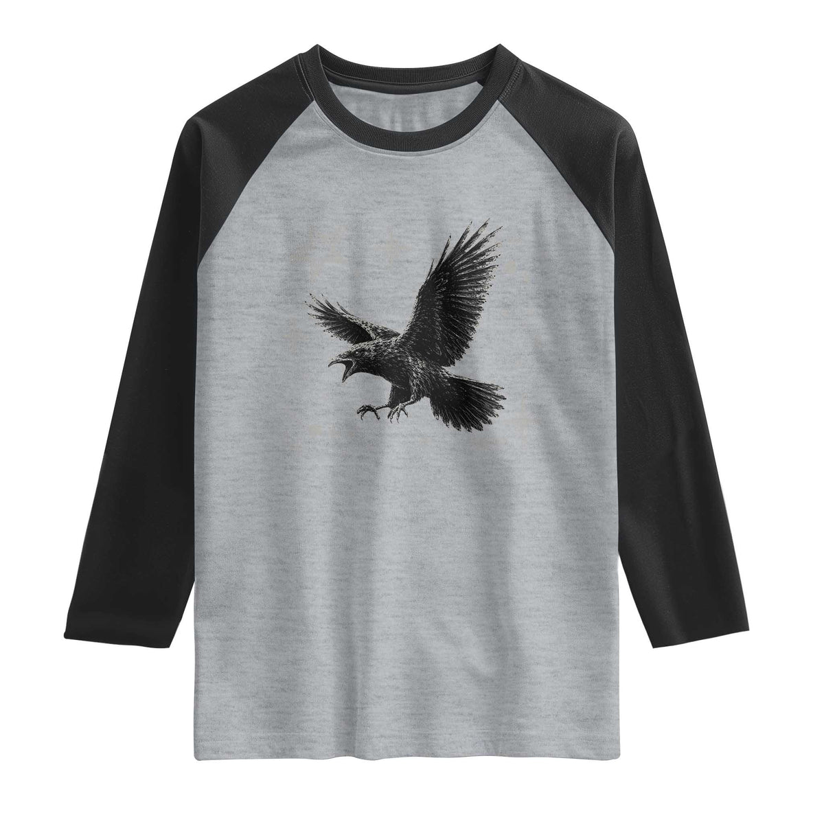 Raven Crow Y2k Raglan Shirt Gothic Cyber Sigilism Occult Dark Academia Black Bird Graphic
