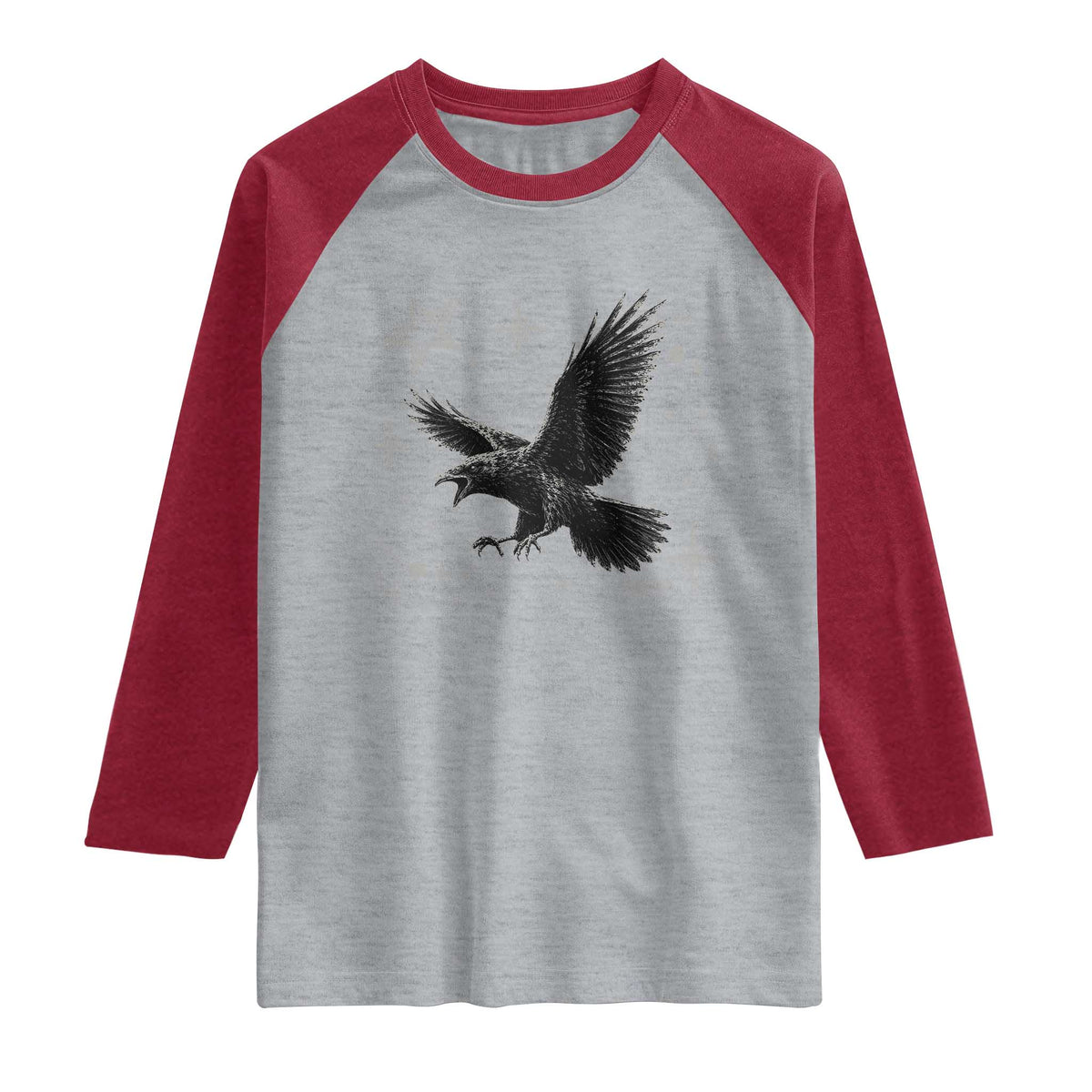 Raven Crow Y2k Raglan Shirt Gothic Cyber Sigilism Occult Dark Academia Black Bird Graphic