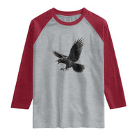 Raven Crow Y2k Raglan Shirt Gothic Cyber Sigilism Occult Dark Academia Black Bird Graphic