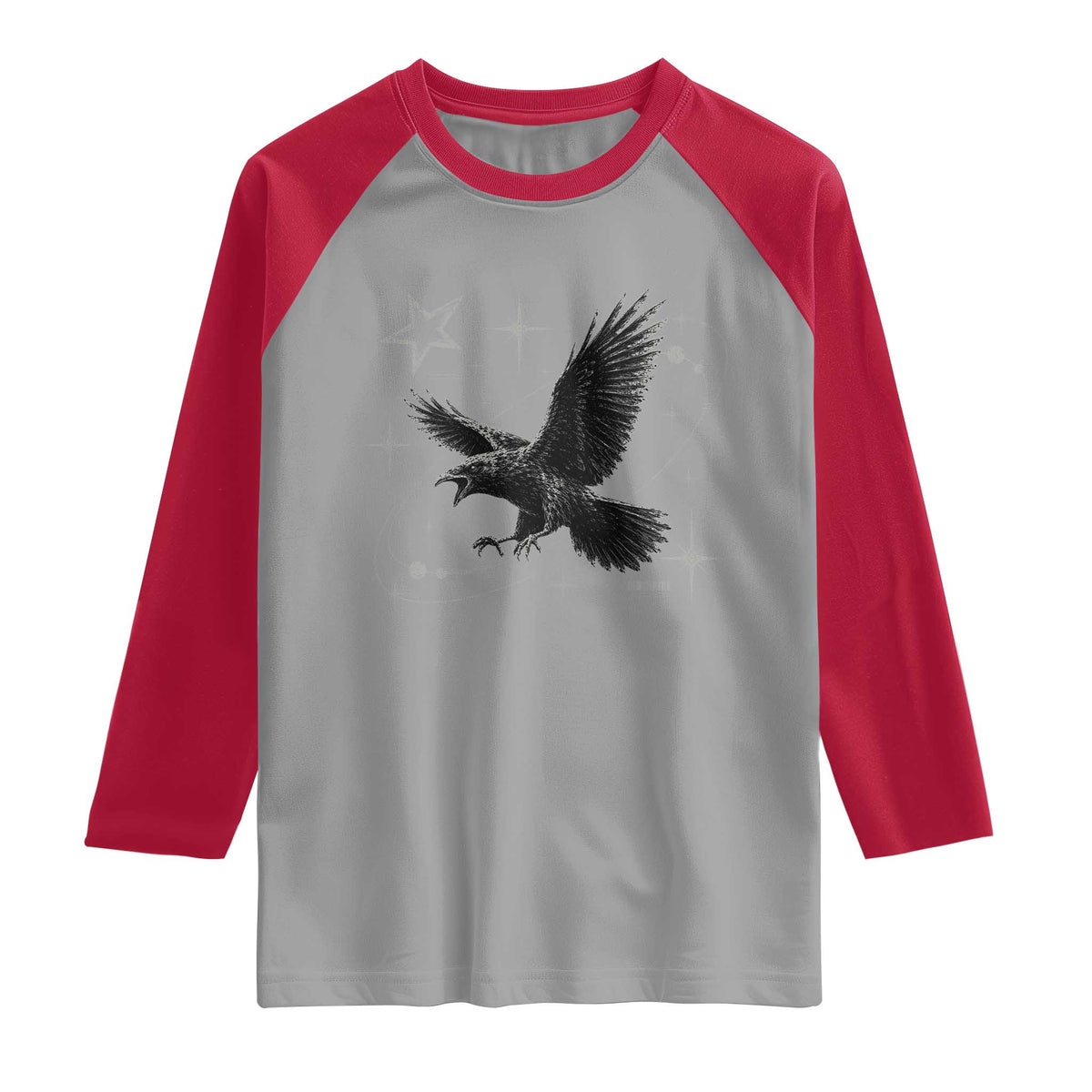 Raven Crow Y2k Raglan Shirt Gothic Cyber Sigilism Occult Dark Academia Black Bird Graphic