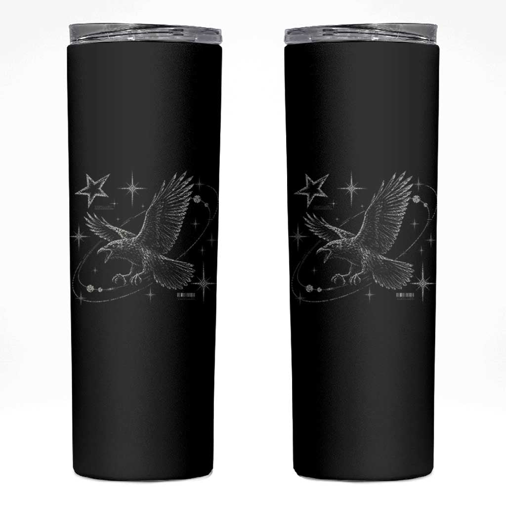 Raven Crow Y2k Skinny Tumbler Gothic Cyber Sigilism Occult Dark Academia Black Bird Graphic