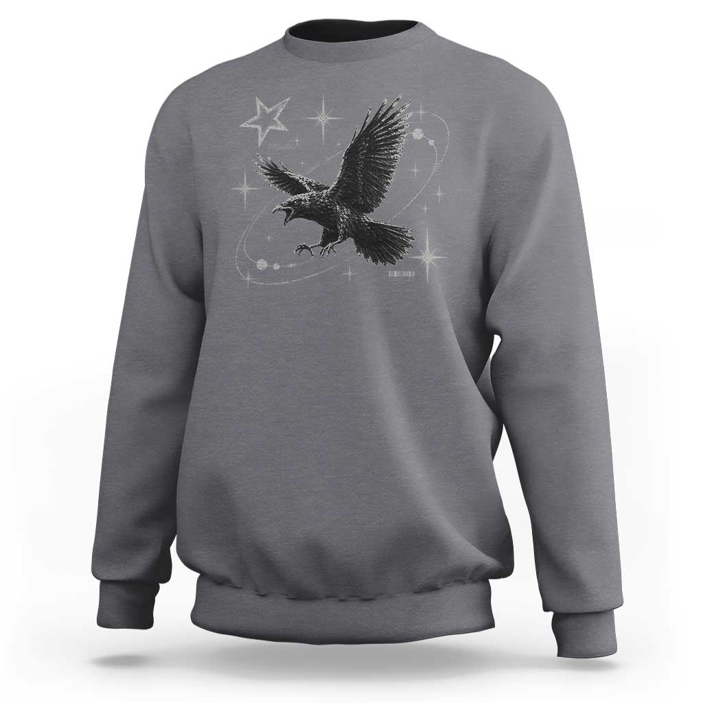 Raven Crow Y2k Sweatshirt Gothic Cyber Sigilism Occult Dark Academia Black Bird Graphic