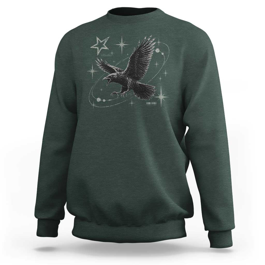 Raven Crow Y2k Sweatshirt Gothic Cyber Sigilism Occult Dark Academia Black Bird Graphic