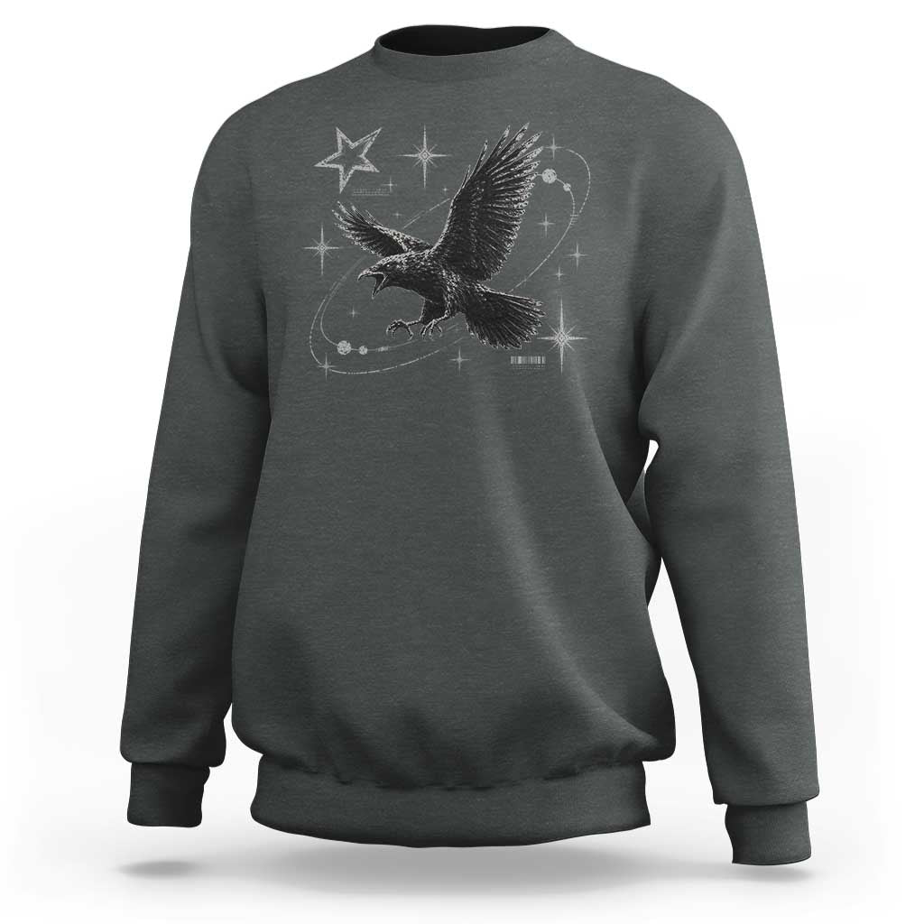 Raven Crow Y2k Sweatshirt Gothic Cyber Sigilism Occult Dark Academia Black Bird Graphic