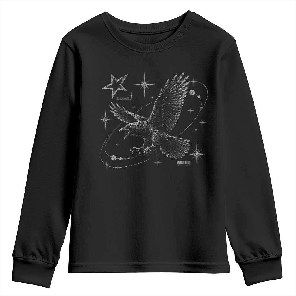 Raven Crow Y2k Youth Sweatshirt Gothic Cyber Sigilism Occult Dark Academia Black Bird Graphic