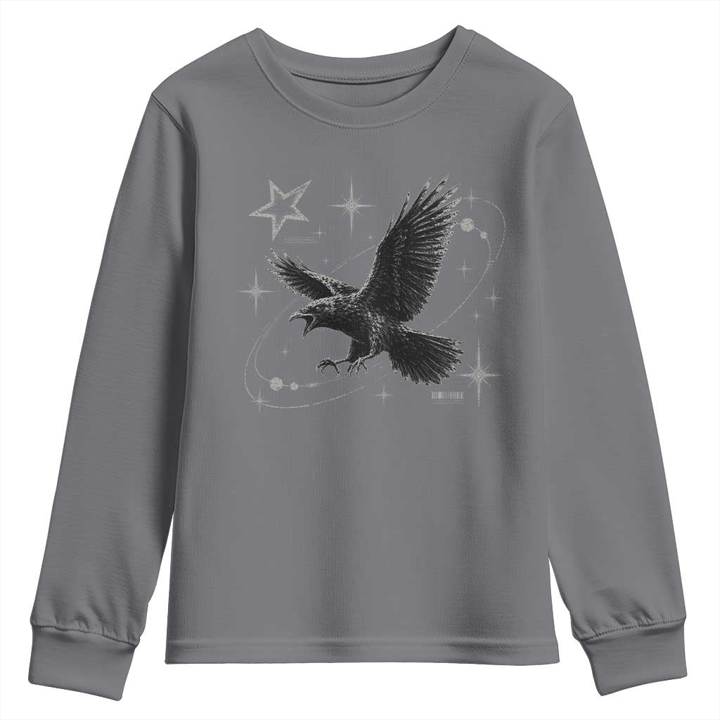 Raven Crow Y2k Youth Sweatshirt Gothic Cyber Sigilism Occult Dark Academia Black Bird Graphic
