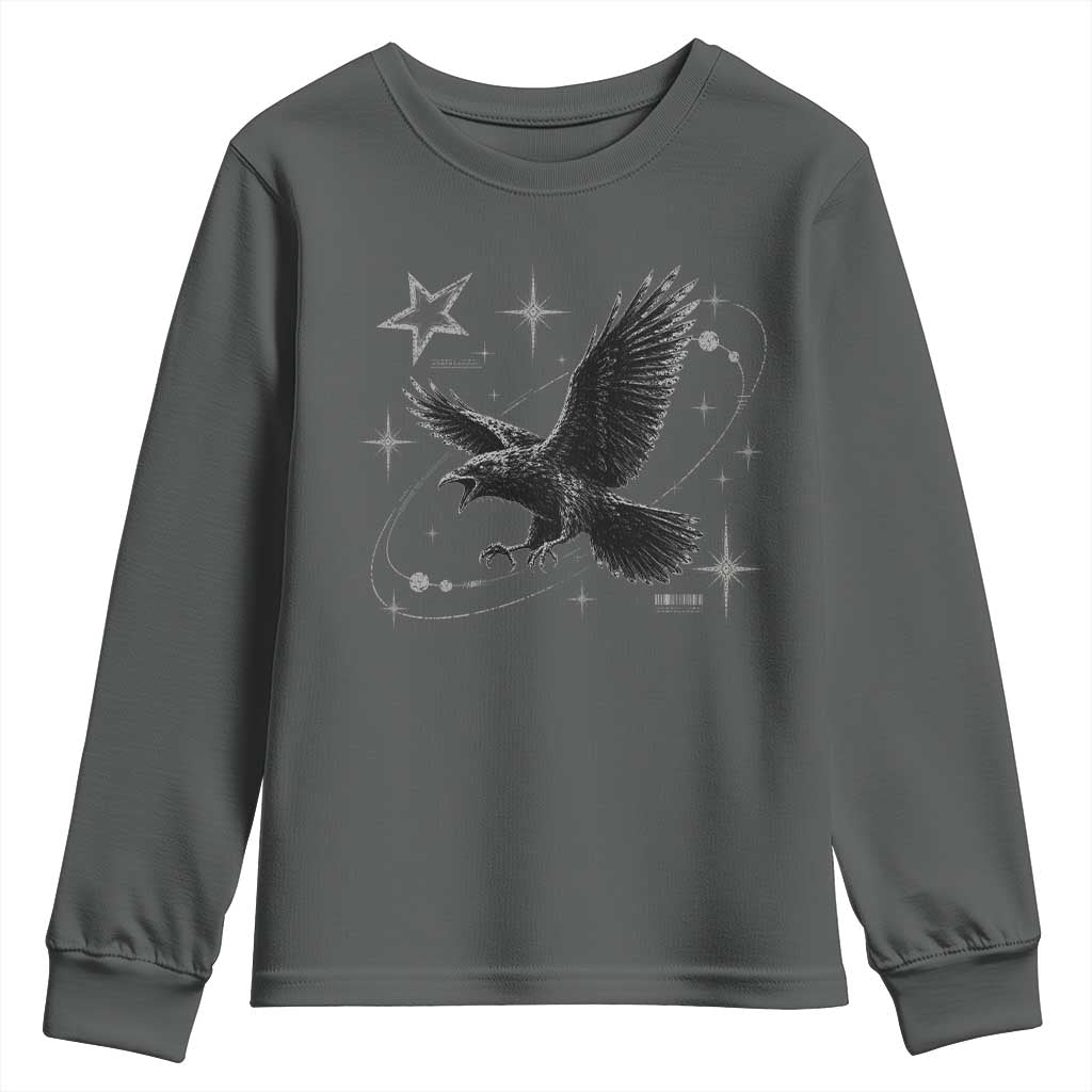 Raven Crow Y2k Youth Sweatshirt Gothic Cyber Sigilism Occult Dark Academia Black Bird Graphic