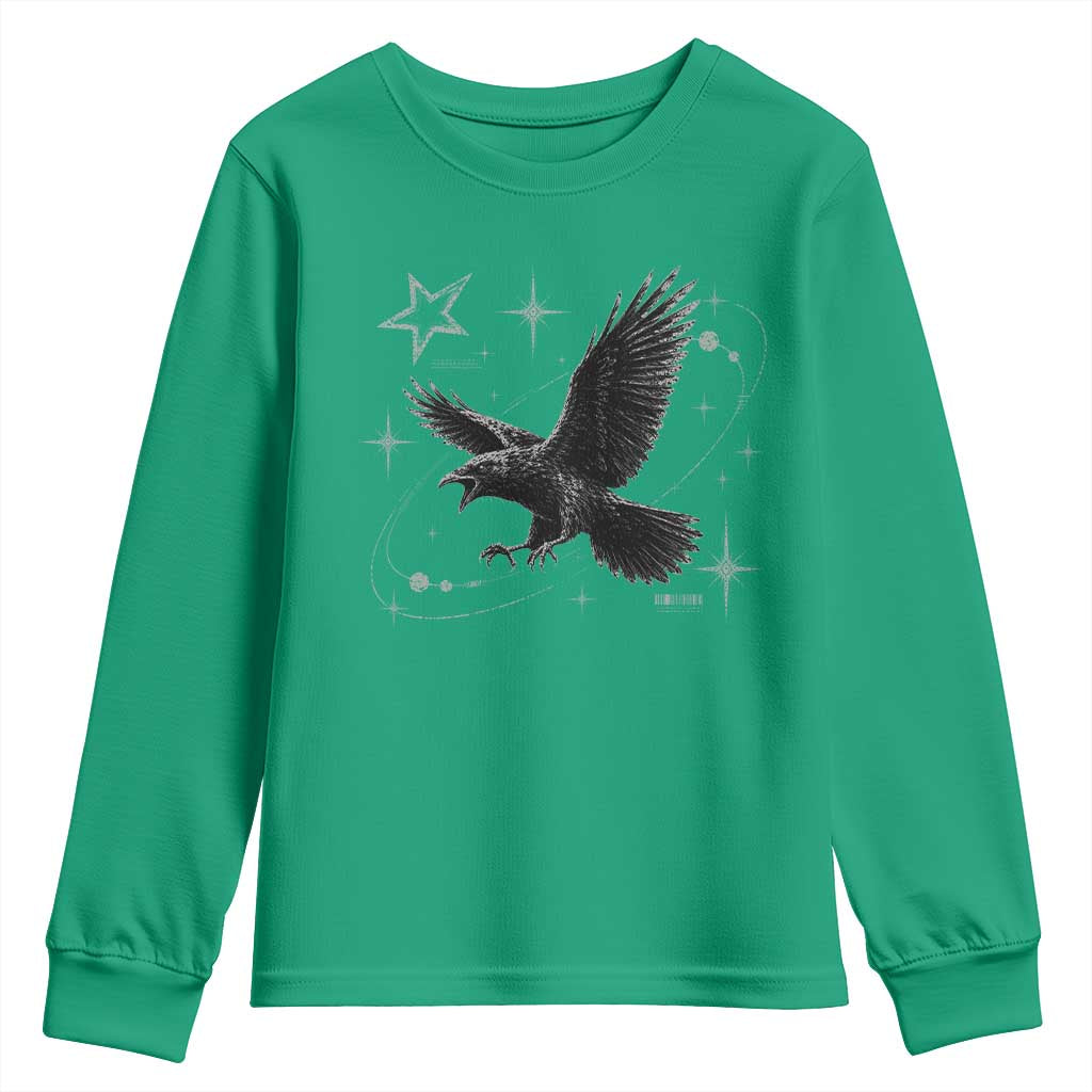 Raven Crow Y2k Youth Sweatshirt Gothic Cyber Sigilism Occult Dark Academia Black Bird Graphic