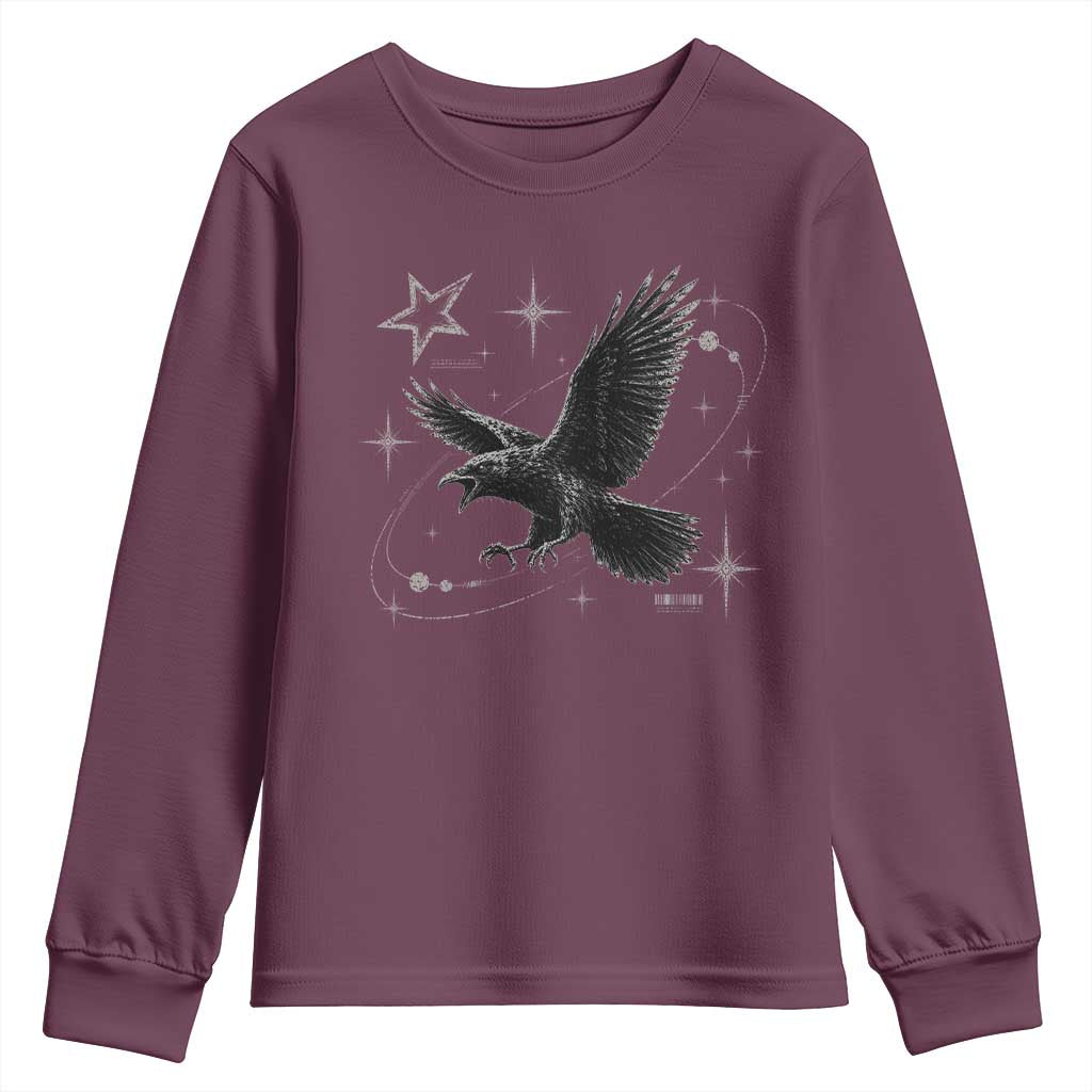 Raven Crow Y2k Youth Sweatshirt Gothic Cyber Sigilism Occult Dark Academia Black Bird Graphic