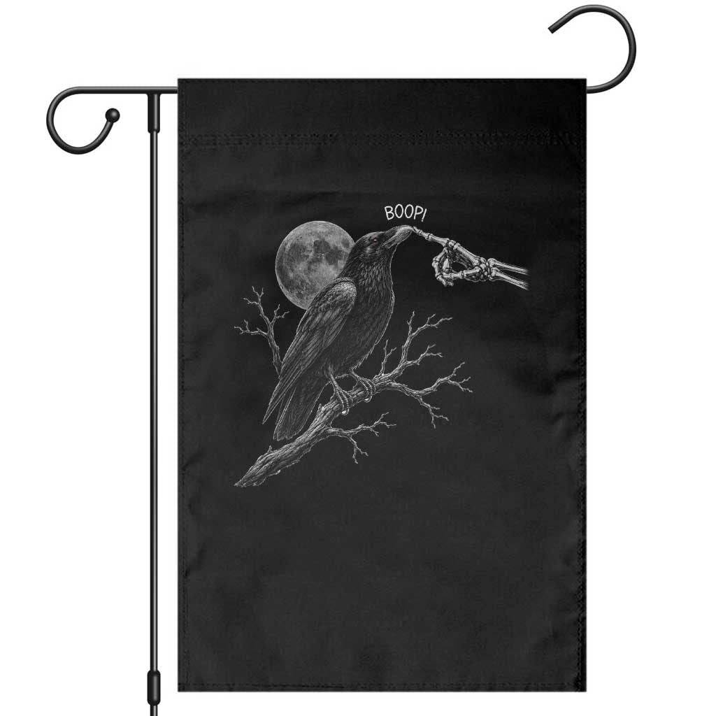 Skeleton Hand Boop Raven Garden Flag Funny Spooky Halloween Crow Moon Graphic