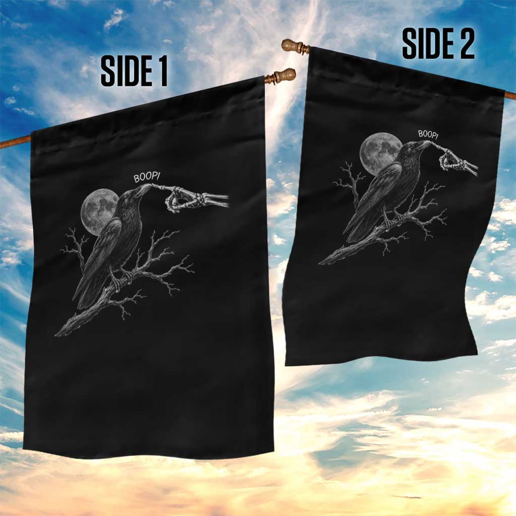 Skeleton Hand Boop Raven Garden Flag Funny Spooky Halloween Crow Moon Graphic
