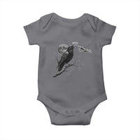 Skeleton Hand Boop Raven Baby Onesie Funny Spooky Halloween Crow Moon Graphic