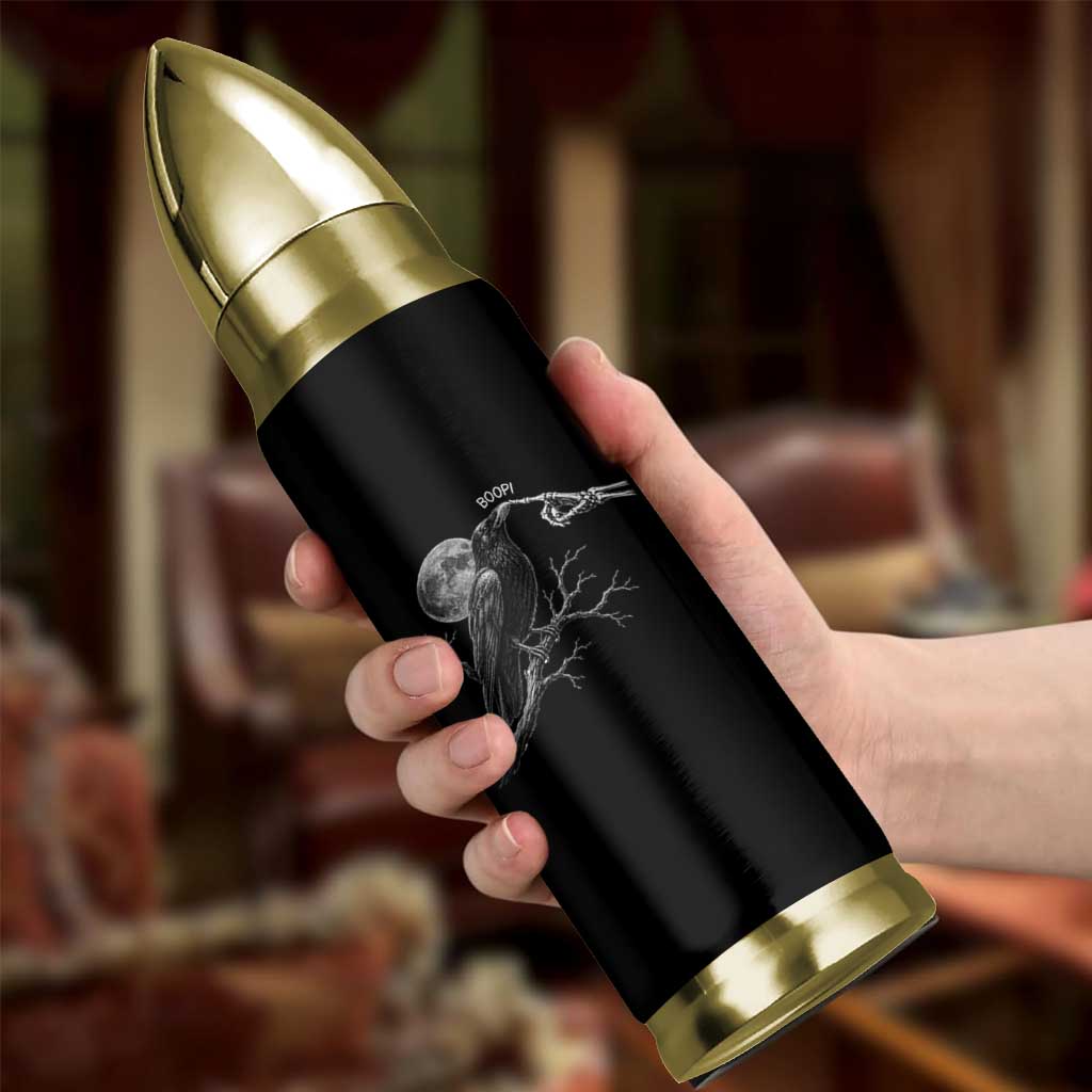 Skeleton Hand Boop Raven Bullet Tumbler Funny Spooky Halloween Crow Moon Graphic
