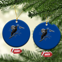 Skeleton Hand Boop Raven Ceramic Ornament Funny Spooky Halloween Crow Moon Graphic
