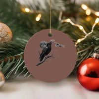 Skeleton Hand Boop Raven Ceramic Ornament Funny Spooky Halloween Crow Moon Graphic