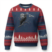 Skeleton Hand Boop Raven Ugly Christmas Sweater Funny Spooky Halloween Crow Moon Graphic
