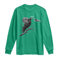 Skeleton Hand Boop Raven Long Sleeve Shirt Funny Spooky Halloween Crow Moon Graphic