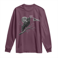 Skeleton Hand Boop Raven Long Sleeve Shirt Funny Spooky Halloween Crow Moon Graphic