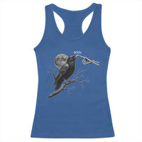 Skeleton Hand Boop Raven Racerback Tank Top Funny Spooky Halloween Crow Moon Graphic