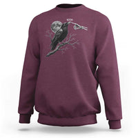Skeleton Hand Boop Raven Sweatshirt Funny Spooky Halloween Crow Moon Graphic