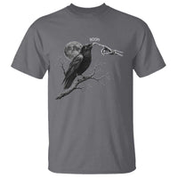 Skeleton Hand Boop Raven T Shirt Funny Spooky Halloween Crow Moon Graphic