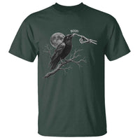 Skeleton Hand Boop Raven T Shirt Funny Spooky Halloween Crow Moon Graphic