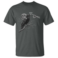 Skeleton Hand Boop Raven T Shirt Funny Spooky Halloween Crow Moon Graphic