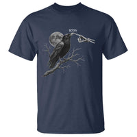 Skeleton Hand Boop Raven T Shirt Funny Spooky Halloween Crow Moon Graphic