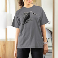 Skeleton Hand Boop Raven T Shirt For Women Funny Spooky Halloween Crow Moon Graphic