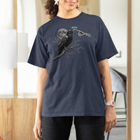 Skeleton Hand Boop Raven T Shirt For Women Funny Spooky Halloween Crow Moon Graphic