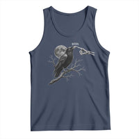 Skeleton Hand Boop Raven Tank Top Funny Spooky Halloween Crow Moon Graphic