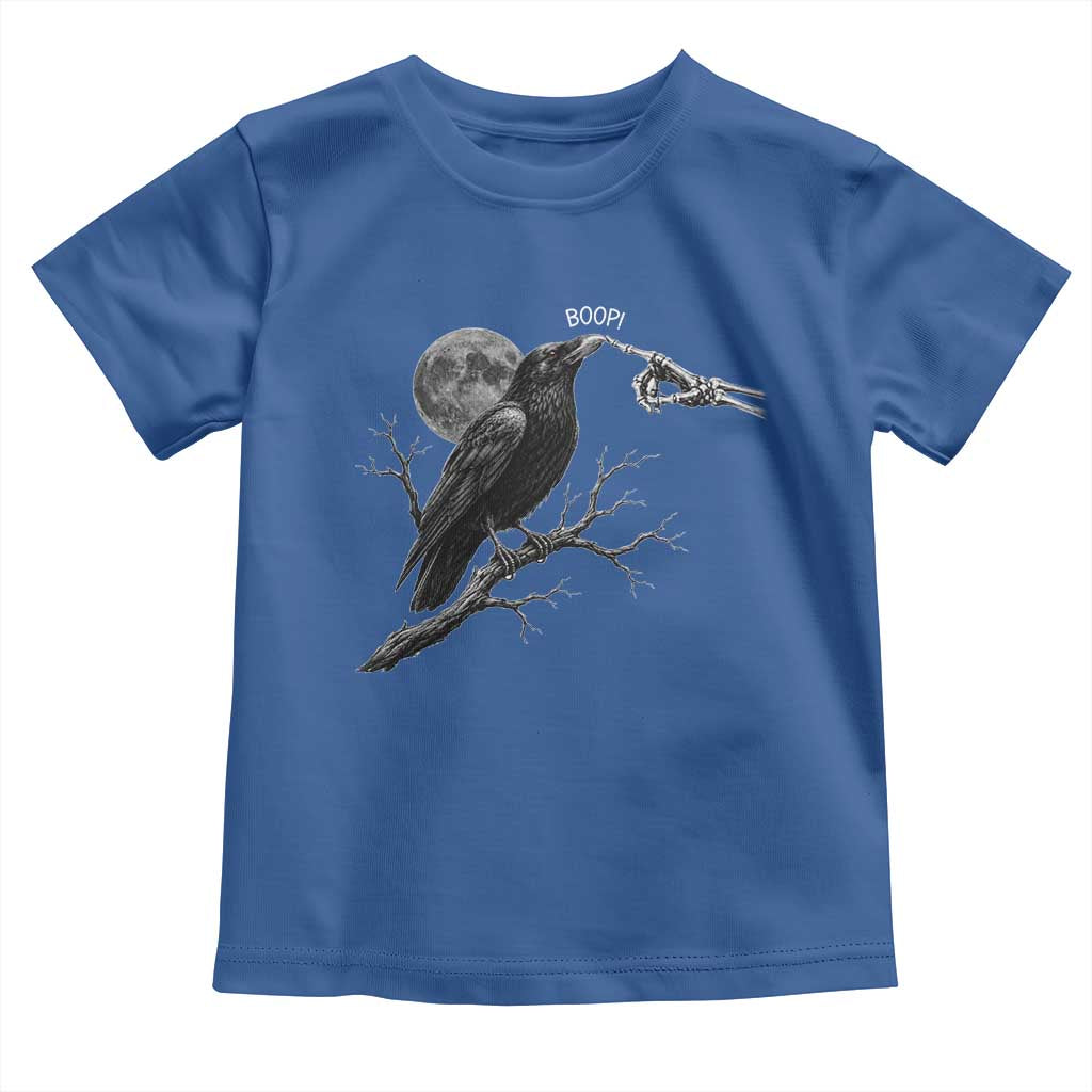Skeleton Hand Boop Raven Toddler T Shirt Funny Spooky Halloween Crow Moon Graphic