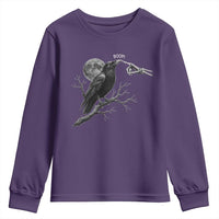 Skeleton Hand Boop Raven Youth Sweatshirt Funny Spooky Halloween Crow Moon Graphic