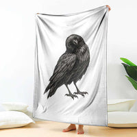 Curious Raven Crow Throw Blanket Vintage Dark Academia Gothic Black Bird Graphic