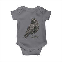 Curious Raven Crow Baby Onesie Vintage Dark Academia Gothic Black Bird Graphic