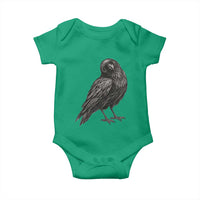 Curious Raven Crow Baby Onesie Vintage Dark Academia Gothic Black Bird Graphic