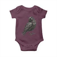 Curious Raven Crow Baby Onesie Vintage Dark Academia Gothic Black Bird Graphic