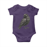 Curious Raven Crow Baby Onesie Vintage Dark Academia Gothic Black Bird Graphic