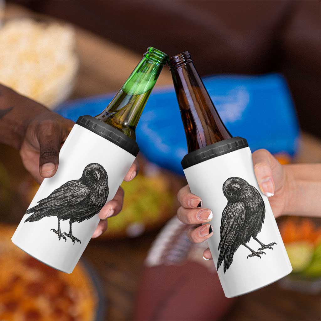 Curious Raven Crow 4 in 1 Can Cooler Tumbler Vintage Dark Academia Gothic Black Bird Graphic